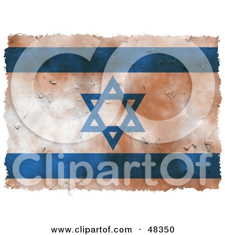Royalty-Free (RF) Clipart Illustration of a Textured Grungy Israel Flag With A White Border by Prawny