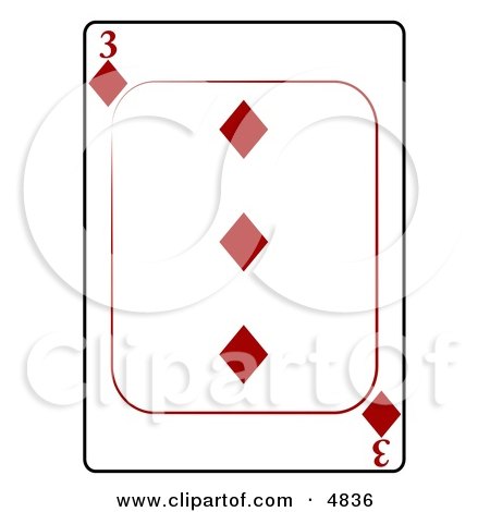 Three/3 of Diamonds Playing Card Clipart by djart
