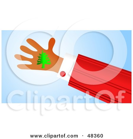 Royalty-Free (RF) Clipart Illustration of a Handy Hand Holding A Christmas Tree by Prawny