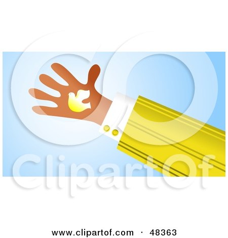 Royalty-Free (RF) Clipart Illustration of a Handy Hand Holding A Dove by Prawny