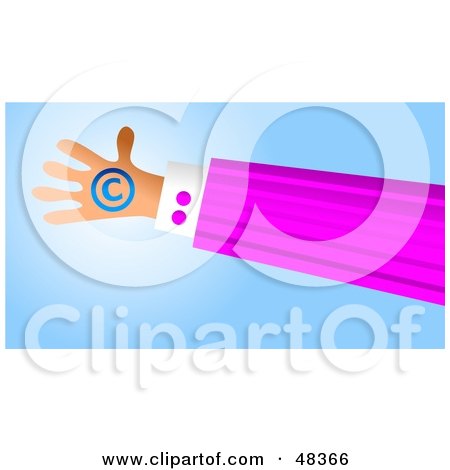 Royalty-Free (RF) Clipart Illustration of a Handy Hand Holding A Copyright Symbol by Prawny