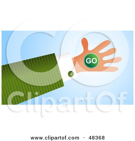 Royalty-Free (RF) Clipart Illustration of a Handy Hand Holding A Go Sign by Prawny