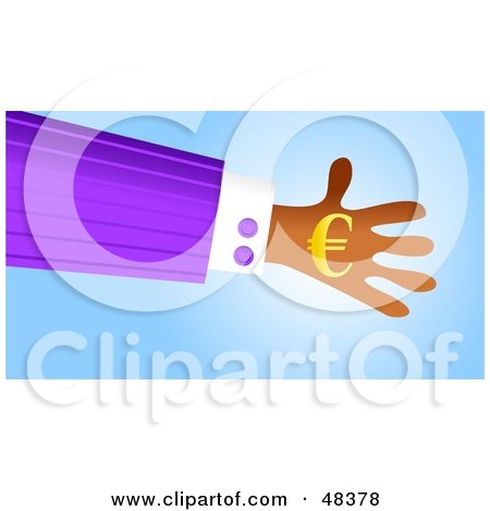 Royalty-Free (RF) Clipart Illustration of a Handy Hand Holding A Euro Symbol by Prawny