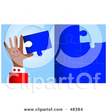 Royalty-Free (RF) Clipart Illustration of a Handy Hand Holding A Puzzle Piece by Prawny