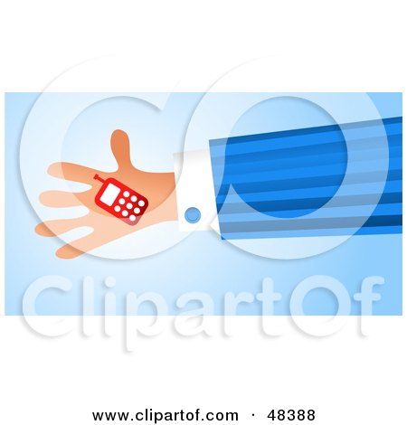 Royalty-Free (RF) Clipart Illustration of a Handy Hand Holding A Cell Phone by Prawny