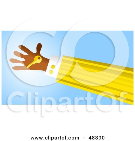 Royalty-Free (RF) Clipart Illustration of a Handy Hand Holding A Golden Key by Prawny
