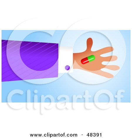 Royalty-Free (RF) Clipart Illustration of a Handy Hand Holding A Pill Capsule by Prawny