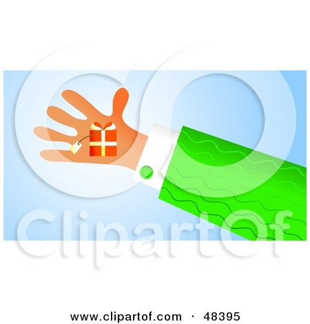 Royalty-Free (RF) Clipart Illustration of a Handy Hand Holding A Gift by Prawny