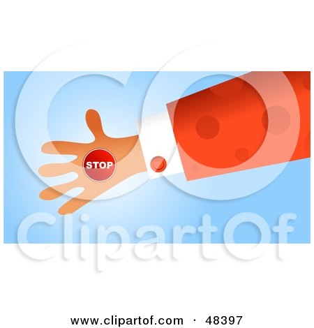 Royalty-Free (RF) Clipart Illustration of a Handy Hand Holding A Stop Sign by Prawny