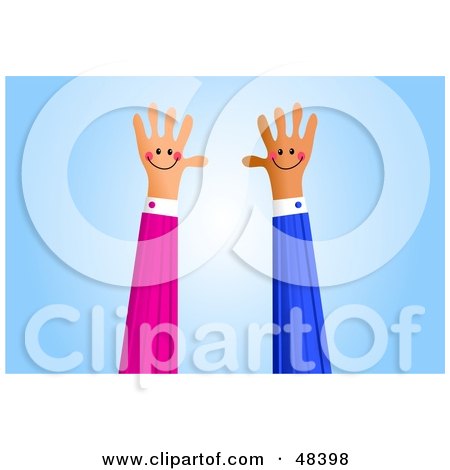 Royalty-Free (RF) Clipart Illustration of Two Handy Hands Waving by Prawny