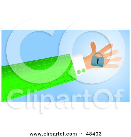 Royalty-Free (RF) Clipart Illustration of a Handy Hand Holding A Padlock by Prawny