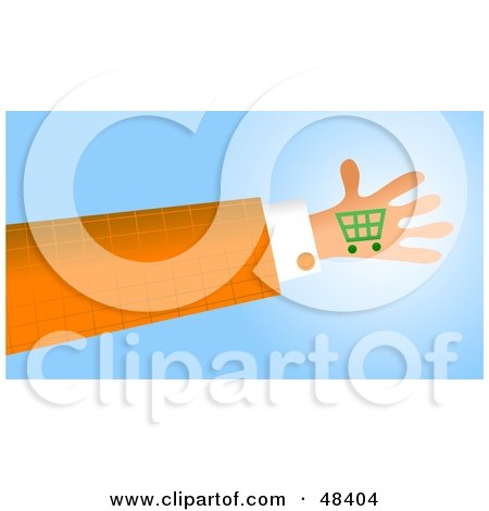 Royalty-Free (RF) Clipart Illustration of a Handy Hand Holding A Shopping Cart by Prawny