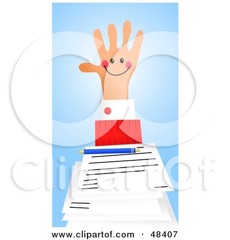 Royalty-Free (RF) Clipart Illustration of a Handy Hand With Documents by Prawny