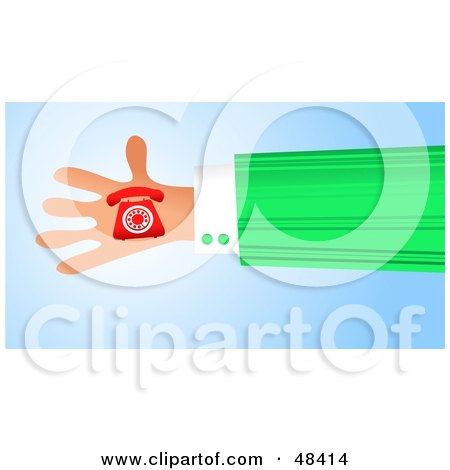 Royalty-Free (RF) Clipart Illustration of a Handy Hand Holding A Red Phone by Prawny