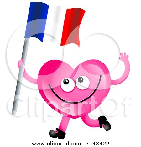 Royalty-Free (RF) Clipart Illustration of a Pink Love Heart Waving A France Flag by Prawny