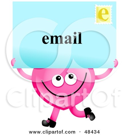 Royalty-Free (RF) Clipart Illustration of a Pink Love Heart Holding An Email by Prawny