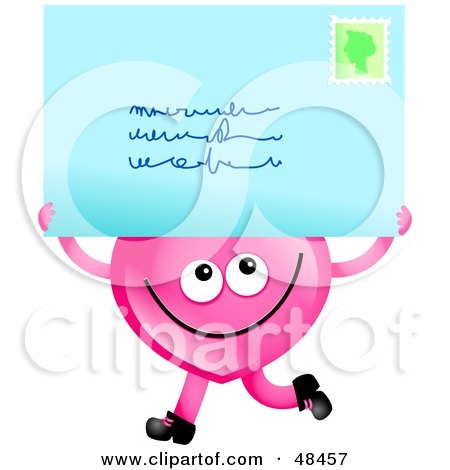 Royalty-Free (RF) Clipart Illustration of a Pink Love Heart Holding An Envelope by Prawny