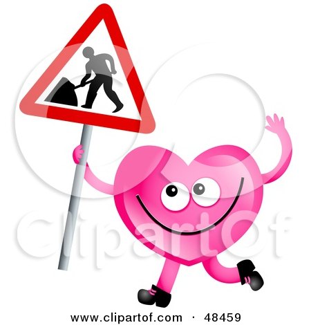 Royalty-Free (RF) Clipart Illustration of a Pink Love Heart Holding A Maintenance Sign by Prawny