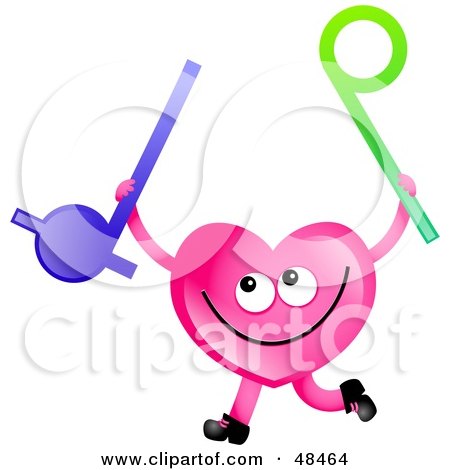 Royalty-Free (RF) Clipart Illustration of a Pink Love Heart Holding Music Toys by Prawny