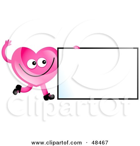 Royalty-Free (RF) Clipart Illustration of a Pink Love Heart With A Blank Sign by Prawny