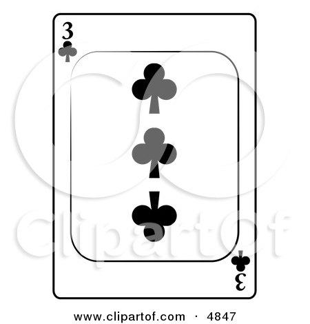 Three/3 of Clubs Playing Card Clipart by djart