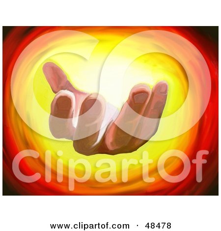 Royalty-Free (RF) Clipart Illustration of a Beckoning Hand on a Fiery Background by Prawny