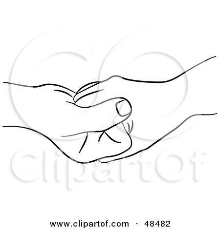 Royalty-Free (RF) Clipart Illustration of a Pair Of Black And White Gripping Hand Outlines by Prawny