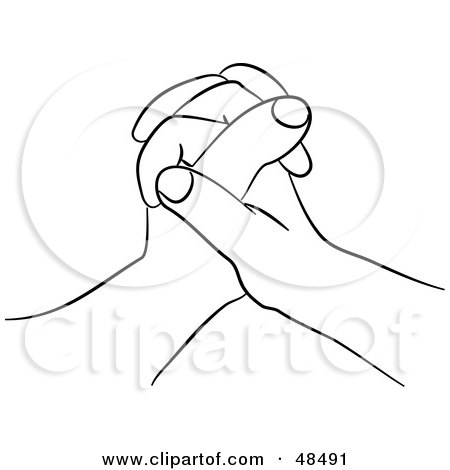 Royalty-Free (RF) Clipart Illustration of a Pair Of Black And White Clasped Hand Outlines by Prawny