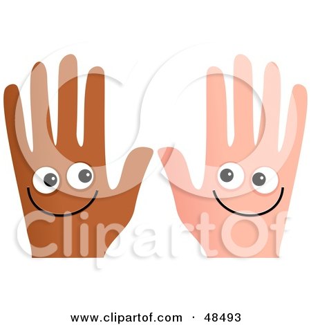 Royalty-Free (RF) Clipart Illustration of Two Happy And Different Hands Smiling by Prawny