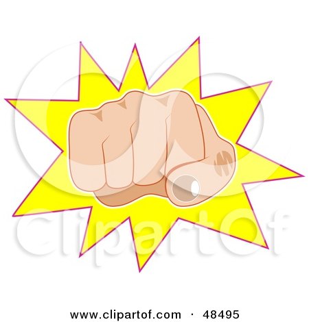 Royalty-Free (RF) Clipart Illustration of a Mad White Man's Hand Punching Outward by Prawny