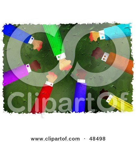 Royalty-Free (RF) Clipart Illustration of a Diverse Team Of Hands Punching Inwards by Prawny