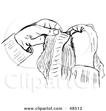 Royalty-Free (RF) Clipart Illustration of a Black And White Sketch Of Stitching Hands by Prawny