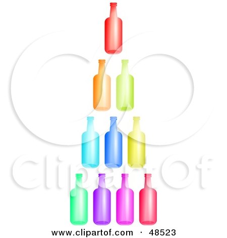 Royalty-Free (RF) Clipart Illustration of a Stack of Colorful Glass Bottles by Prawny