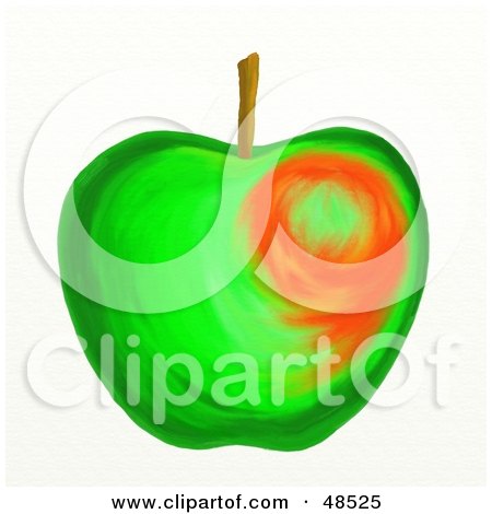 Royalty-Free (RF) Clipart Illustration of a Green Apple With Slight Blush by Prawny