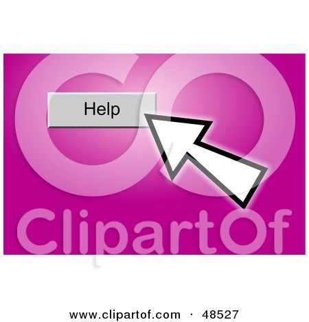 Royalty-Free (RF) Clipart Illustration of a Computer Cursor Clicking On A Help Button, On Pink by Prawny