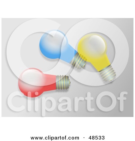 Royalty-Free (RF) Clipart Illustration of Three Colorful Light Bulbs by Prawny