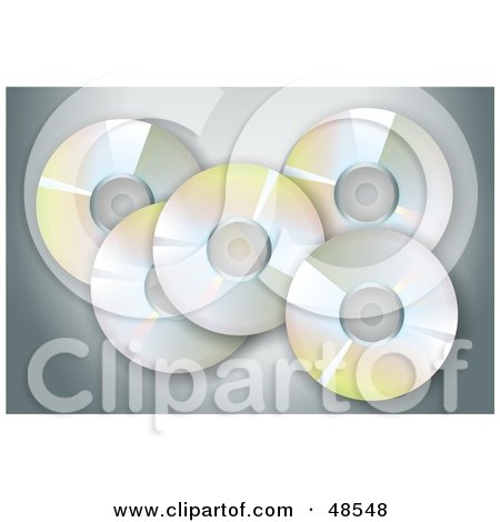 Royalty-Free (RF) Clipart Illustration of Reflective CDs on Gray by Prawny