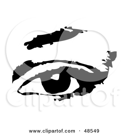 Royalty-Free (RF) Clipart Illustration of a Black And White Human Eye With An Eyebrow by Prawny
