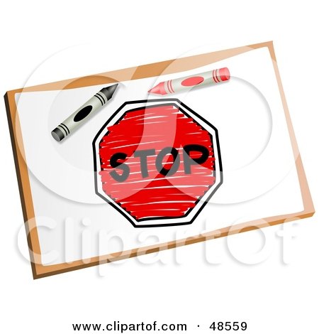 Royalty-Free (RF) Clipart Illustration of a Colored Stop Sign And Crayons by Prawny