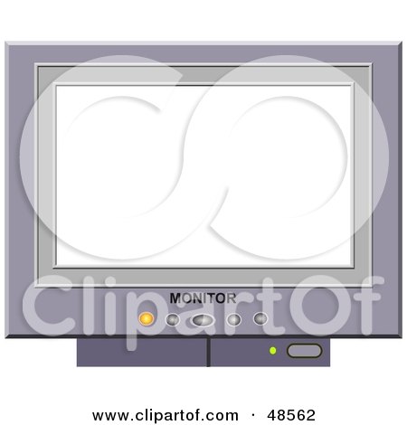 Royalty-Free (RF) Clipart Illustration of a Blank Retro Computer Monitor by Prawny