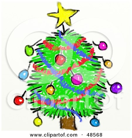 Royalty-Free (RF) Clipart Illustration of a Child's Drawing Of A Christmas Tree by Prawny