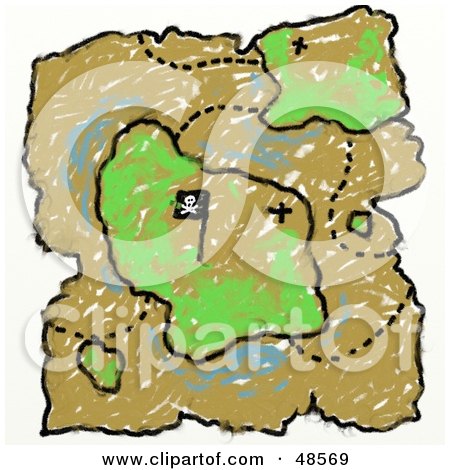 Royalty-Free (RF) Clipart Illustration of a Child's Drawing Of A Treasure Map by Prawny