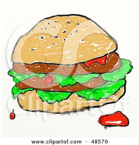Royalty-Free (RF) Clipart Illustration of a Child's Drawing Of A Messy Double Burger by Prawny