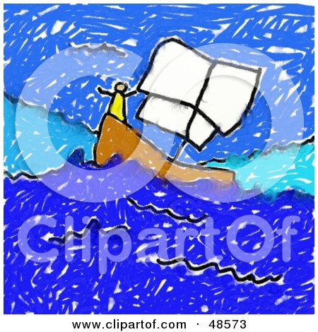 Royalty-Free (RF) Clipart Illustration of a Child's Drawing Of A Person On A Sailboat by Prawny