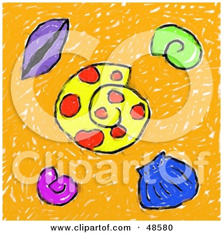 Royalty-Free (RF) Clipart Illustration of a Child's Drawing Of Sea Shells by Prawny