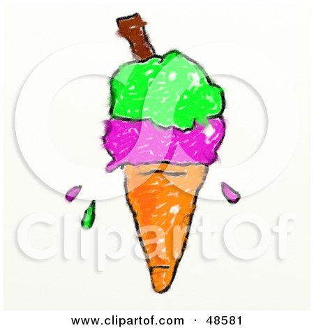 Royalty-Free (RF) Clipart Illustration of a Child's Sketch Of A Double Scoop Ice Cream Cone by Prawny