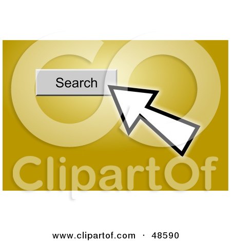 Royalty-Free (RF) Clipart Illustration of a Computer Cursor Clicking On A Search Button, On Yellow by Prawny