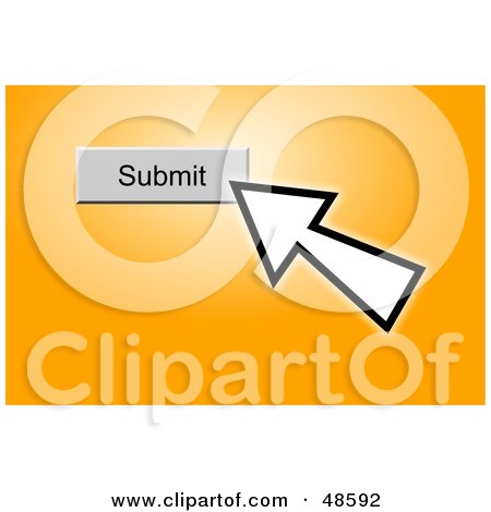Royalty-Free (RF) Clipart Illustration of a Computer Cursor Clicking On A Submit Button, On Yellow by Prawny