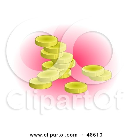 Royalty-Free (RF) Clipart Illustration of Golden Coins With Pink Shading by Prawny