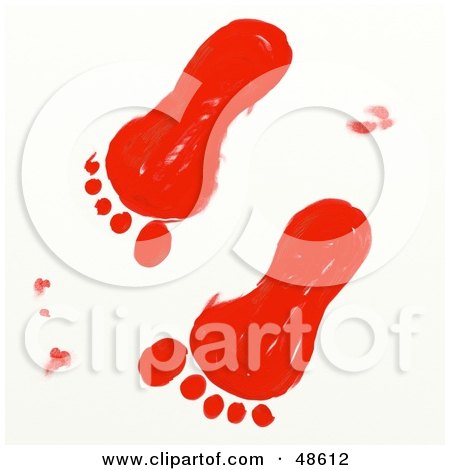 Royalty-Free (RF) Clipart Illustration of a Child's Drawing Of Red Foot Prints by Prawny